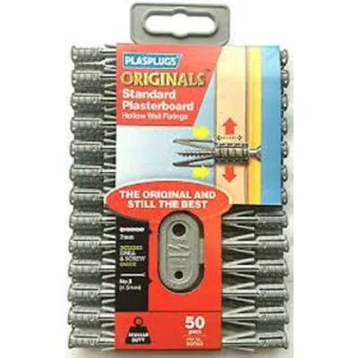 Image of Plasplug 5 X SCF552 Plasterboard Fixings Value Pack includes 50 Fixing