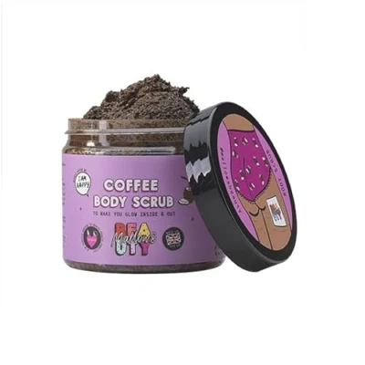 Image of Mallows Beauty Coffee Body Scrub, Exfoliating Brightens and Nourishes the Skin, Prevents Strawberry Legs, Vegan Handmade in UK, 180g