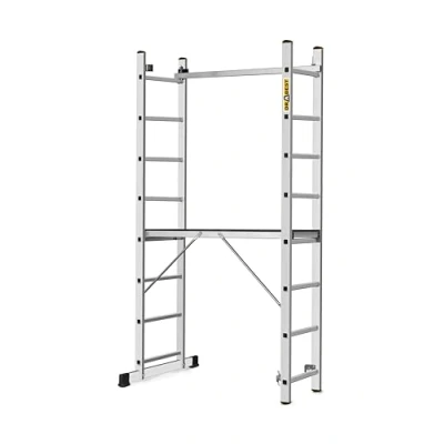 Image of DRABEST Aluminum Scaffolding Tower BASIC 2x8 Mini Scaffold with Work Platform 33x114 cm Durable Sturdy &amp; Lightweight 46x161x14cm
