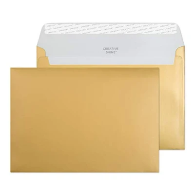 Image of Blake Creative Shine C5 162 x 229 mm 130 gsm Peel &amp; Seal Wallet Envelopes (45313) Metallic Gold Pack of 25