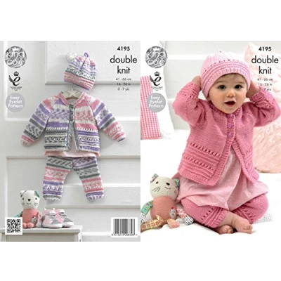 Image of King Cole Baby Coat, Hat &amp; Leggings Cherish Knitting Pattern 4195 DK