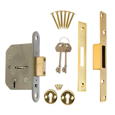 Image of ERA 5 Lever Viscount Deadbolt Mortice Lock 3&quot; Backset with Brass Finish