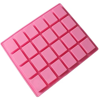 Image of Selecto Bake 24 Cavities Rectangle Caramel Candy Silicone Mould Chocolate Truffles Mold, Grid Fondant Mould, Hard Mold Pralines Gummy Jelly Cube Pink