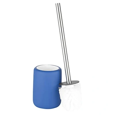 Image of URBNLIVING 3pcs Ceramic Matt Colour Matching Bathroom Dispenser Tumbler Toilet Brush Set (Blue, Brush)