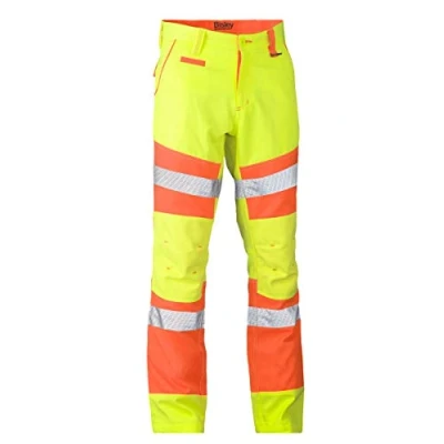 Image of Bisley UKP6411T_TT22 Taped Biomotion Double Hi Vis Trousers Yellow/Orange, 40S
