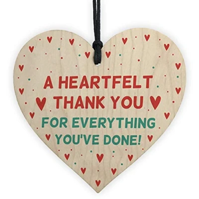 Image of RED OCEAN Gift For Teacher Nurse Carer Volunteer Wooden Heart Thank You Keepsake