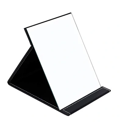Image of DUcare Leather Craft Makeup Mirror Free Standing Super HD Large Compact 6 * 8 inch Black