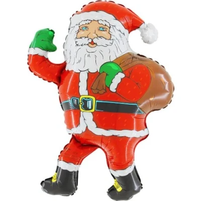 Image of Toyland® 28 Inch Santa With Sack Shaped Foil Balloon Christmas Decorations Inflate Air or Helium