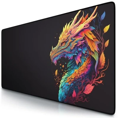 Image of TITANWOLF XXL Mouse Mat Pad 900 x 400 3mm Speed Gaming Extra Large MousePad Table Size Improved Precision and Design Color Dragon