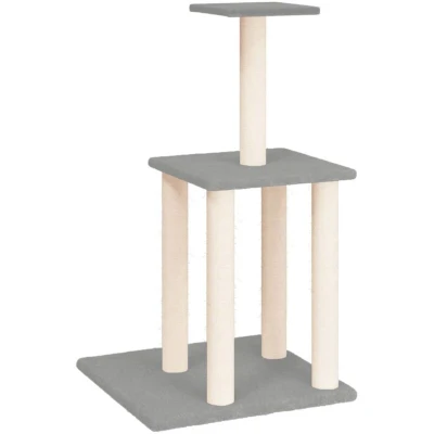 Image of vidaXL Cat Tree with Sisal Scratching Posts Light Grey 85.5 cm