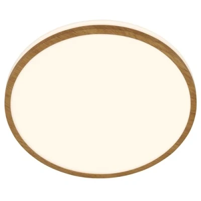 Image of Briloner LED ceiling light Acorus, Ø 28 cm, white/wood colour, IP44
