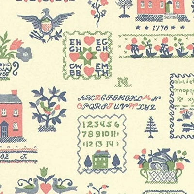 Image of Melody Jane Dolls Houses Sampler Pink Green Miniature Print Wallpaper 3 Sheets