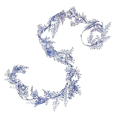 Image of Christmas Concepts® 1.8m (6ft) Royal Blue Glitter Leaf Garland Floral Party Décor Tree Decorations