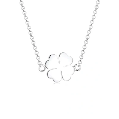 Image of Elli Women Genuine Jewellery Necklaces Pendant Neckwear Cloverleaf Lucky Charm 925 Sterling Silver Length 40 cm
