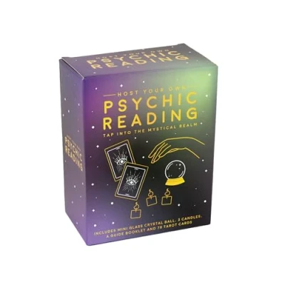 Image of Gift Republic Psychic Reading Kit Host Your Own Divination Crystal Ball Tarot Cards Set, Purple