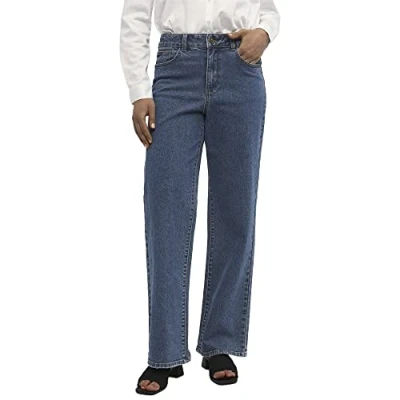 Image of Object Women&#039;s Objmarina Mw Jeans Noos Pants, Dark Denim Blue, XL