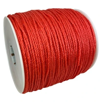 Image of 6mm Orange Polypropylene Rope x 250 Metre Reel, Cheap Nylon Twisted Poly Ropes Draw Cord RopeServices UK