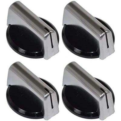 Image of Ufixt Baumatic Compatible Replacement Black Silver Oven Cooker Hob Control Knob Pack of 4