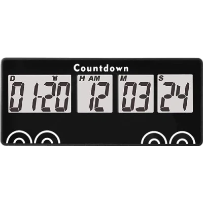 Image of YOOREAL Digital 9999 Days Countdown Timer Clock,Retirement Timer,Magnet Design,Loud Alarm,Tracks Wedding Vacation Working Cooking Baby Birth (Black)