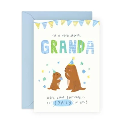 Image of Central 23 Otter Birthday Cards For Granda To A Very Special Card Him Cute Greeting Men Grandad Grandpa Grandfather Comes With Stickers