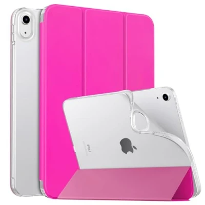 Image of MoKo Case for iPad 10th Generation 2022, 10.9 inch Case, Soft TPU Translucent Frosted Back Cover Slim Shell Protective with Adjustable Angles, Auto Wake/Sleep, Pitaya Red
