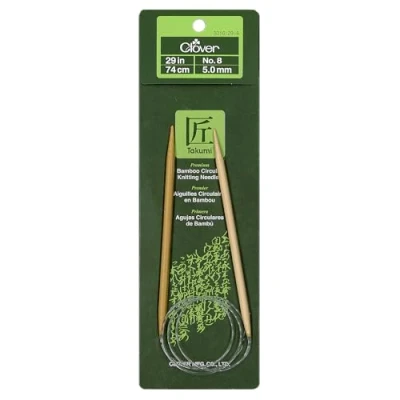 Image of Clover 3016/29 08 Takumi Bamboo Circular Knitting Needles 29 inch Size 8/5mm, Other, Multicoloured, 2.76 x 9.62 23.33 cm