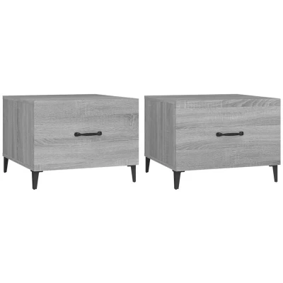Image of vidaXL Coffee Tables with Metal Legs 2 pcs Grey Sonoma 50x50x40 cm