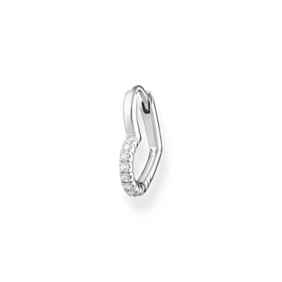 Image of Thomas Sabo Single Creole Heart with White Stones 925 Sterling Silver CR693 051 14
