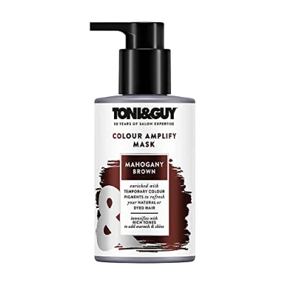 Image of Toni &amp; Guy Mahogany Brown Colour Amplify Hair Conditioning Mask with Temporary Pigments, Argan Oil UV Protection Filters 200 ml