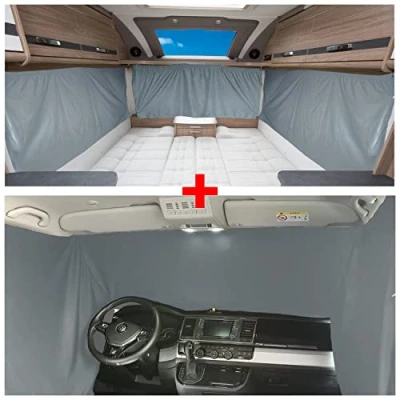 Image of BREMER SITZBEZÜGE Blackout Curtain Set Compatible with Peugeot Traveller from 2016 Sun Protection Camping Camper Accessories Complete Curtains Opaque