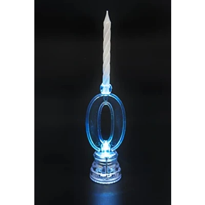 Image of Gifts 4 All Occasions Limited SHATCHI Number 0 LED Light Up Flashing Colour Changing Holder with Wax Cake Candles Birthday, Anniversary Table Decorations Multicolour