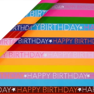 Image of Glick Roll Wrap, Birthday Slide, Wrapping Paper 4 metres x 70 cms, Suitable for Birthdays &amp; Other Celebrations