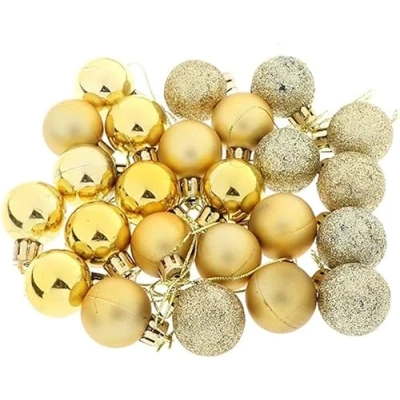 Image of Pack of 20 Gold Christmas Ball Ornaments, Shatterproof, 7.6 cm, for Xmas Tree, Wedding, Holiday Decor