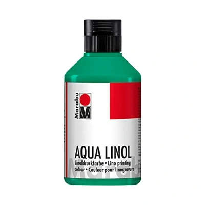 Image of Marabu Aqua Lino Printing Colour, Blue Green, (097), 250ml, for Art, Craft, Home, School, University