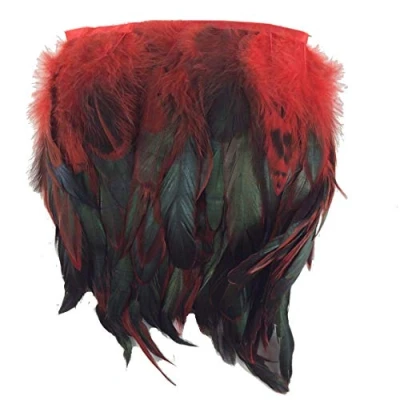 Image of Sowder Rooster Hackle Feather Fringe Trim 5 7&quot; in Width Pack of Yards(red)