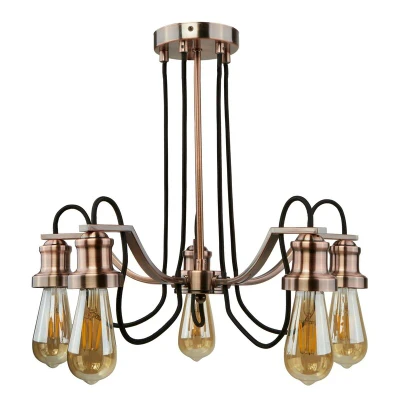 Image of Oliva 5 Light Chandelier Black, Chrome Finish, E27