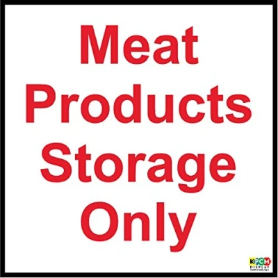 Image of Hygiene Catering Meat Products Storage only Safety Sign Self Adhesive Sticker 100mm x