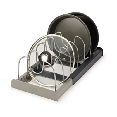 Image of Joseph DrawerStore Expanding Cookware Organiser, Space saving storage for pan lids, baking trays Grey, 24