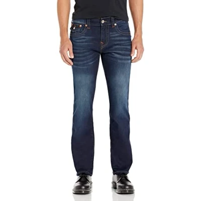 Image of True Religion Men&#039;s Ricky Flap 34 Inseam Jeans, Dark Wash Muddy Waters, 32
