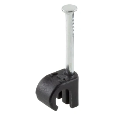 Image of GTSE Round Black Cable Clips, for Cables 5 7 mm, Box of 100, Skirting Wire Nail Tacks Ethernet, Electrical Cables, Wires