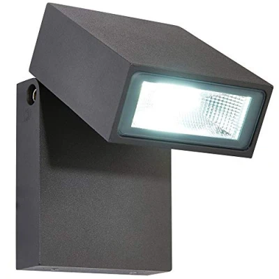 Image of IP44 Outdoor Adjustable Spotlight Dark Anthracite Grey &amp; Clear Glass 10W Cool White LED Security Lamp Porch/Yard Moving Head Light Fitting Modern Slim Square Design 102mm x 85mm