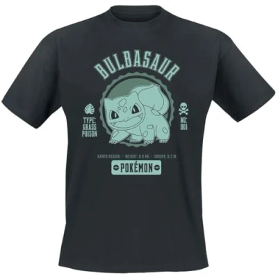 Image of Pokemon Bulbasar Men&#039;s T Shirt Short Sleeve Black Regular/Regular Fit, Black, M