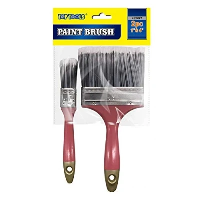 Image of 2pc 1&quot; &amp; 4&quot; Paint Brush Set Kit Fine Bristles Home Painting DIY Decorating Tools