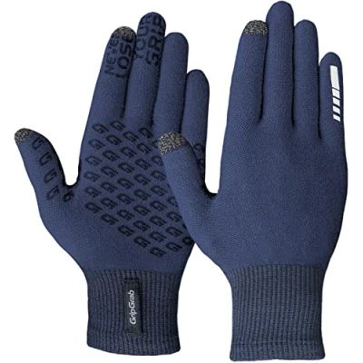 Image of GripGrab Primavera 2 Merino Wool Spring Autumn Cycling Gloves Knitted Touchscreen Full Finger Anti Slip Bicycle Liners