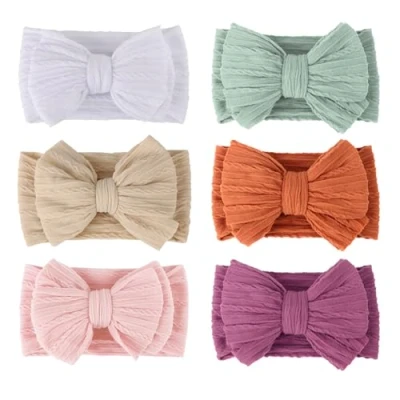Image of DRESHOW 6 Pack Baby Headbands for Girls Newborn Nylon with Bows Hair Accessories