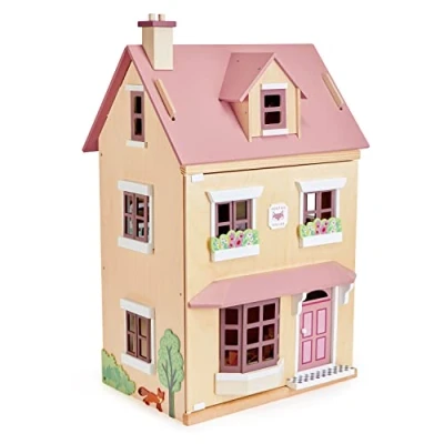 Image of Tender Leaf Toys Foxtail Villa Wooden Doll&#039;s House With Furniture For Children