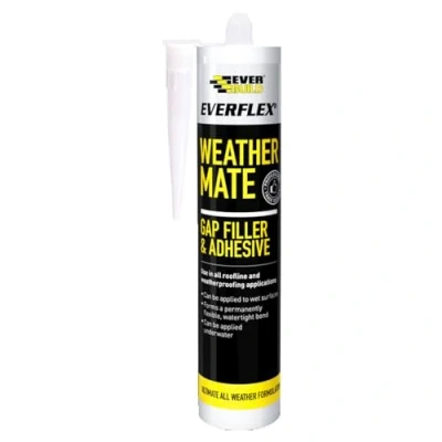 Image of Everbuild Everflex Weather Mate Gap Filler &amp; Adhesive Water Resistant Permanently Flexible For Exterior Use Translucent 295ml Cartridge