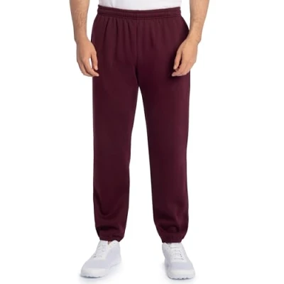 Image of Fruit of the Loom Men&#039;s Eversoft Fleece Sweatpants Track Pants, Elasticated Bottom Maroon, 3XL
