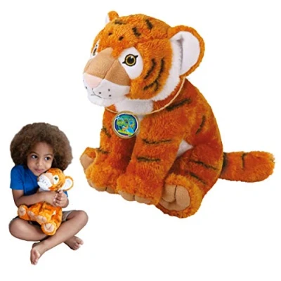 Image of EcoBuddiez Tiger from Deluxebase. Large 30cm Soft Plush Animals made Recycled Plastic Bottles. Eco Friendly Cuddly Gift for Kids and Cute Stuffed Animal Toy Toddlers.