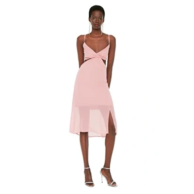 Image of Trendyol Women Midi Skater Regular Woven Dress Pink